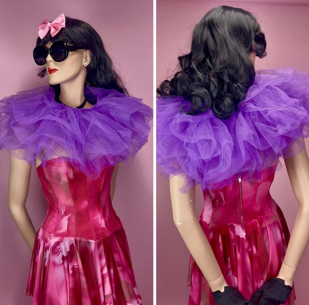 Vintage Purple Fairy Clown Ruffle Collar Tutu Skirt Whimsigoth Costume Fairycore